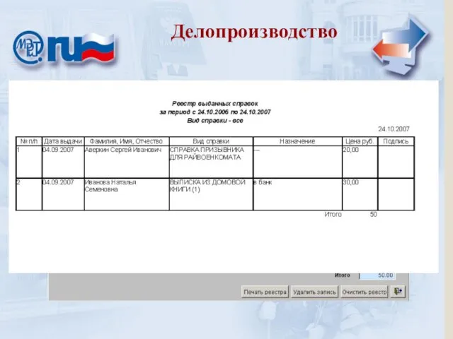 Уровень сельской администрации Делопроизводство