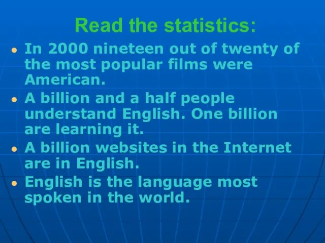Read the statistics: In 2000 nineteen out of twenty of the most