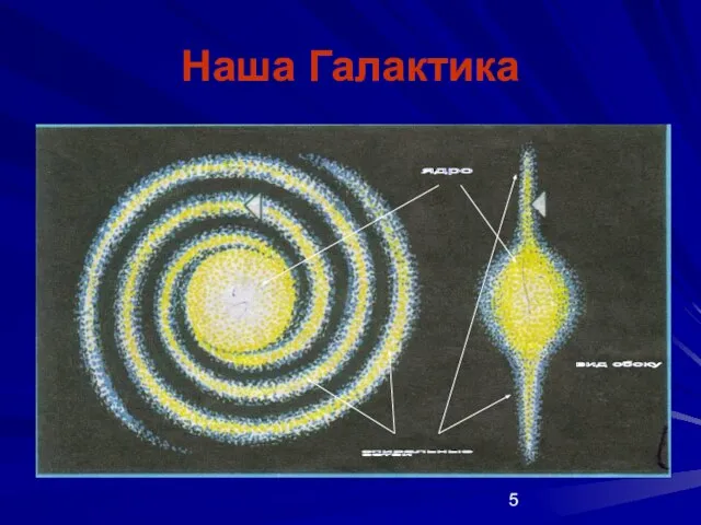 Наша Галактика ядро спиральные ветви вид сбоку