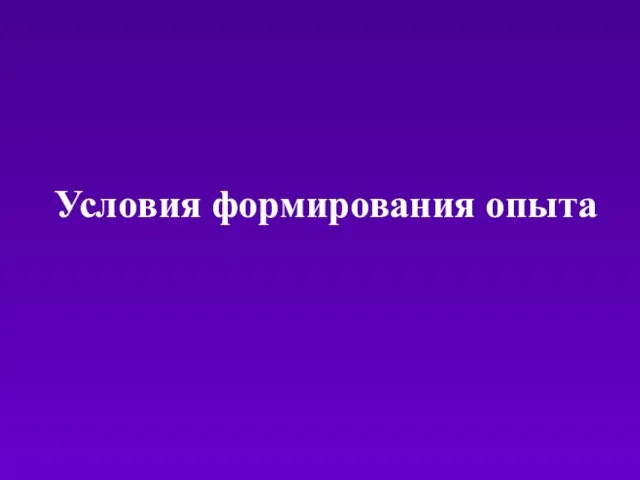 Условия формирования опыта