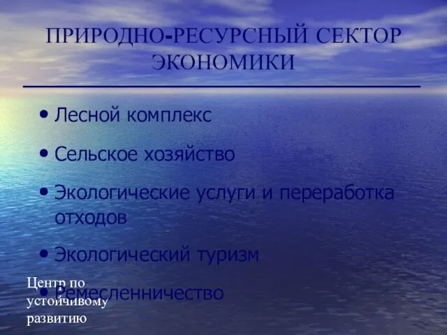 Центр по устойчивому развитию Лесной комплекс Сельское хозяйство Экологические услуги и переработка