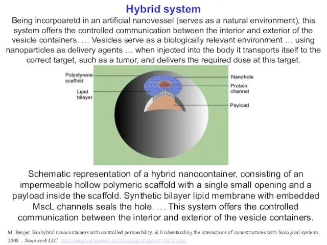 Hybrid system Being incorpoaretd in an artificial nanovessel (serves as a natural