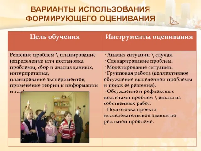 ВАРИАНТЫ ИСПОЛЬЗОВАНИЯ ФОРМИРУЮЩЕГО ОЦЕНИВАНИЯ