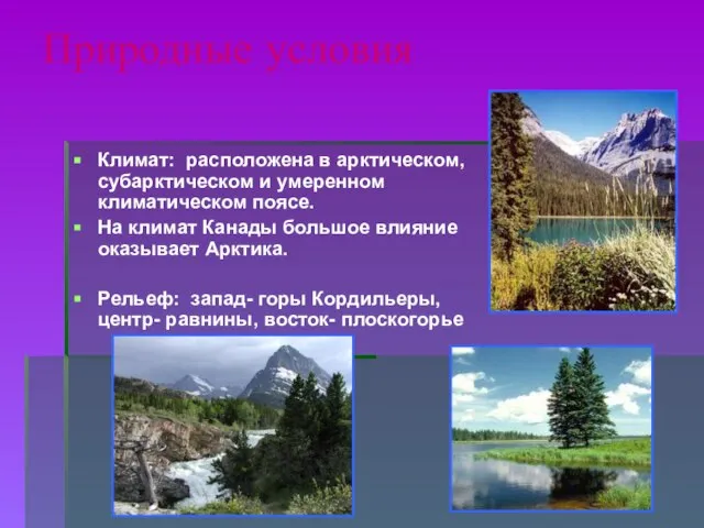 Природные условия Климат: расположена в арктическом, субарктическом и умеренном климатическом поясе. На