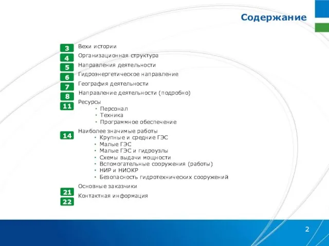 Вехи истории Организационная структура Направления деятельности Гидроэнергетическое направление География деятельности Направление деятельности