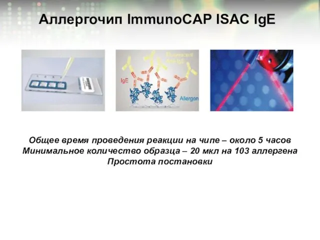 Аллергочип ImmunoCAP ISAC IgE Общее время проведения реакции на чипе – около