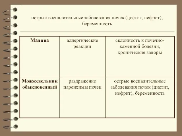 острые воспалительные заболевания почек (цистит, нефрит), беременность