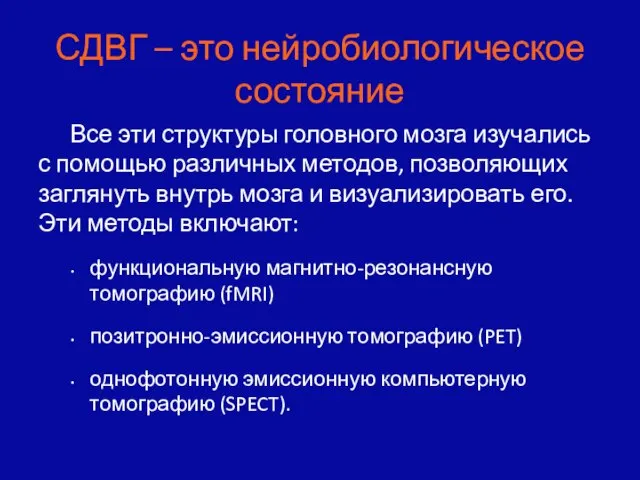 Все эти структуры головного мозга изучались с помощью различных методов, позволяющих заглянуть