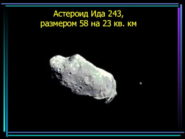 Астероид Ида 243, размером 58 на 23 кв. км