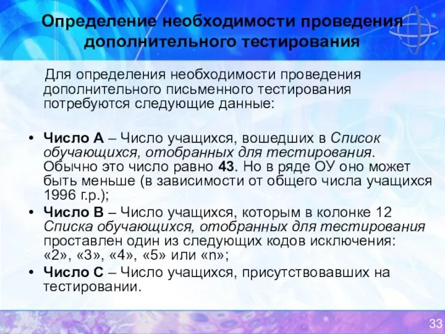 Определение необходимости проведения дополнительного тестирования Для определения необходимости проведения дополнительного письменного тестирования