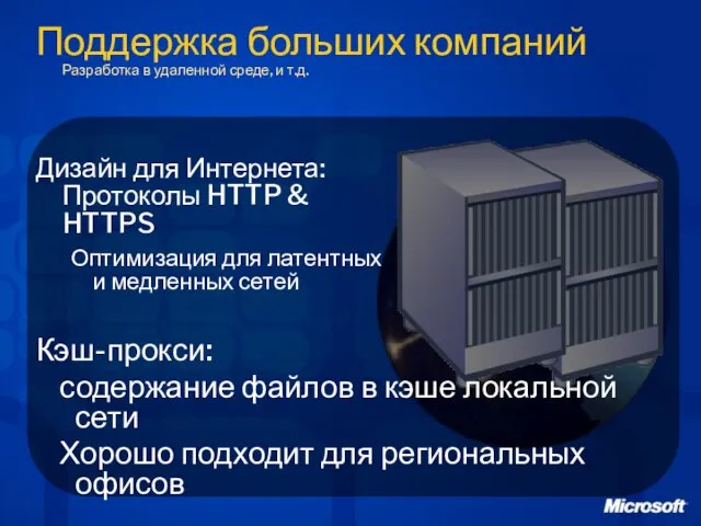 Поддержка больших компаний Разработка в удаленной среде, и т.д. Дизайн для Интернета: