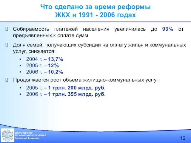 Собираемость платежей населения увеличилась до 93% от предъявленных к оплате сумм Доля