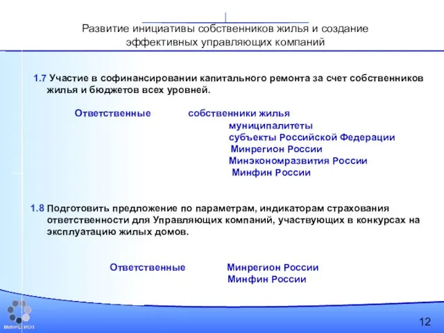 1.7 Участие в софинансировании капитального ремонта за счет собственников жилья и бюджетов