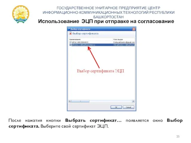 Использование ЭЦП при отправке на согласование ГОСУДАРСТВЕННОЕ УНИТАРНОЕ ПРЕДПРИЯТИЕ ЦЕНТР ИНФОРМАЦИОННО-КОММУНИКАЦИОННЫХ ТЕХНОЛОГИЙ