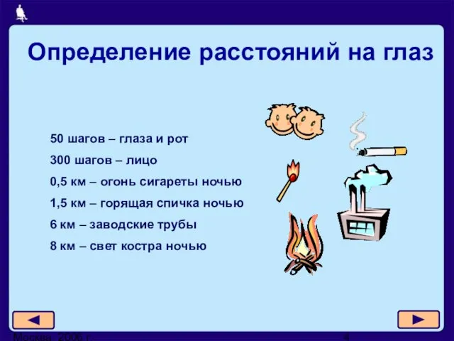 Москва, 2006 г. Определение расстояний на глаз 50 шагов – глаза и