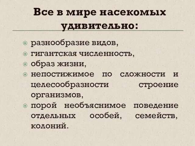 Все в мире насекомых удивительно: разнообразие видов, гигантская численность, образ жизни, непостижимое