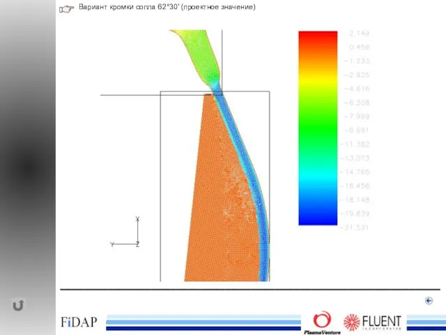 ______________________________________________ Вариант кромки сопла 62°30′ (проектное значение)