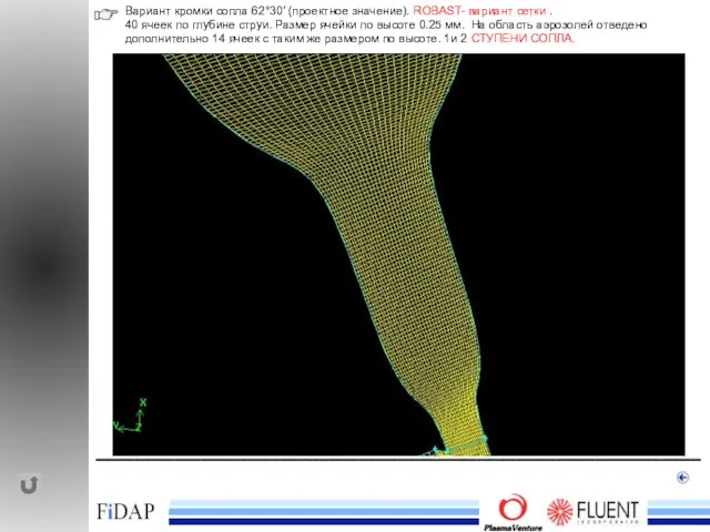 ______________________________________________ Вариант кромки сопла 62°30′ (проектное значение). ROBAST- вариант сетки . 40