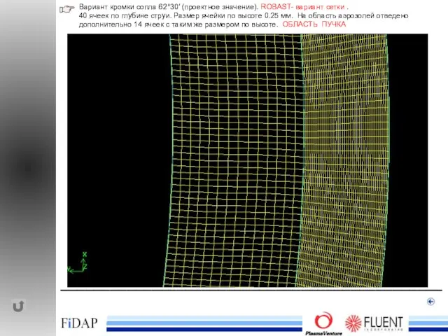 ______________________________________________ Вариант кромки сопла 62°30′ (проектное значение). ROBAST- вариант сетки . 40