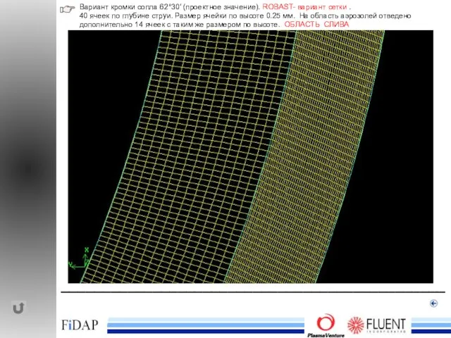 ______________________________________________ Вариант кромки сопла 62°30′ (проектное значение). ROBAST- вариант сетки . 40