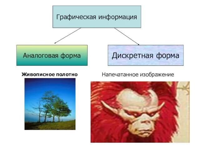 Графическая информация Аналоговая форма Дискретная форма Живописное полотно Напечатанное изображение