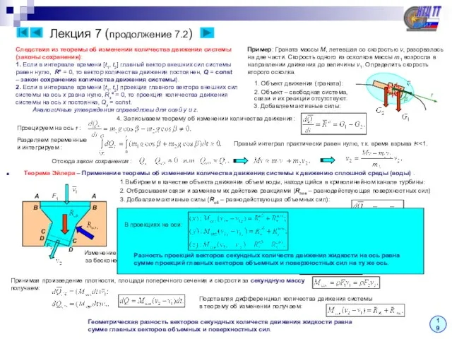 Теорема Эйлера – Применение теоремы об изменении количества движения системы к движению