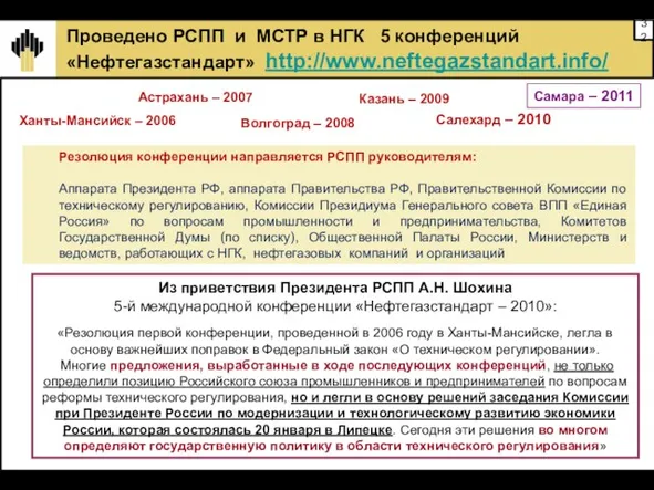 Проведено РСПП и МСТР в НГК 5 конференций «Нефтегазстандарт» http://www.neftegazstandart.info/ Астрахань –