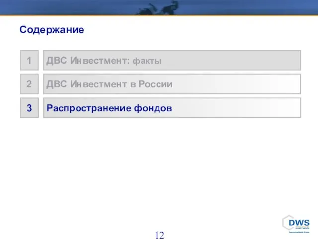 1 ДВС Инвестмент: факты 2 ДВС Инвестмент в России 3 Распространение фондов Содержание