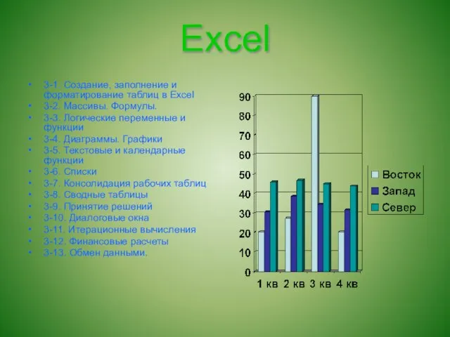 Excel 3-1. Создание, заполнение и форматирование таблиц в Excel 3-2. Массивы. Формулы.