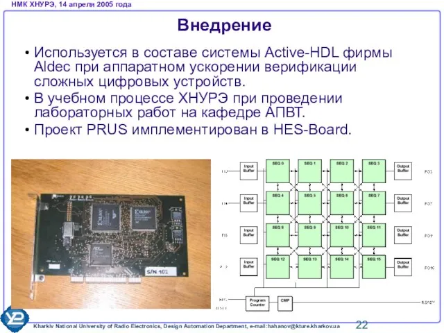 Внедрение Используется в составе системы Active-HDL фирмы Aldec при аппаратном ускорении верификации