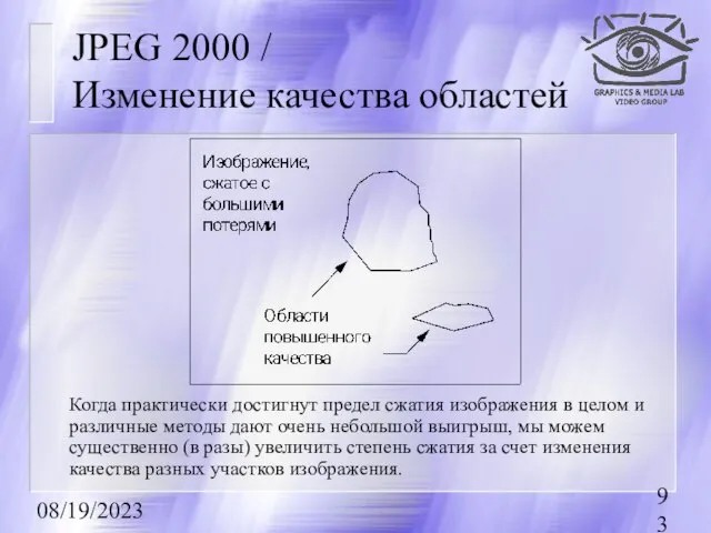 08/19/2023 JPEG 2000 / Изменение качества областей Когда практически достигнут предел сжатия