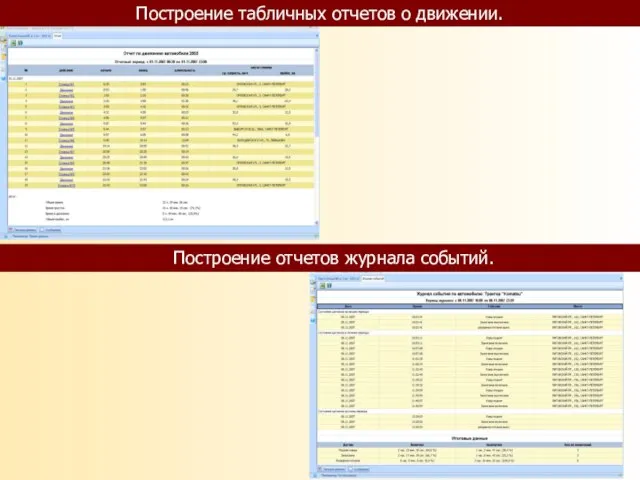 Построение отчетов журнала событий. Построение табличных отчетов о движении.