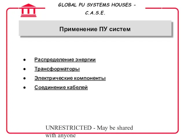 UNRESTRICTED - May be shared with anyone Распределение энергии Трансформаторы Электрические компоненты