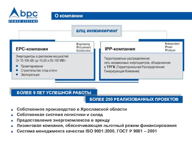 О компании Собственное производство в Ярославской области Собственная система логистики и склад