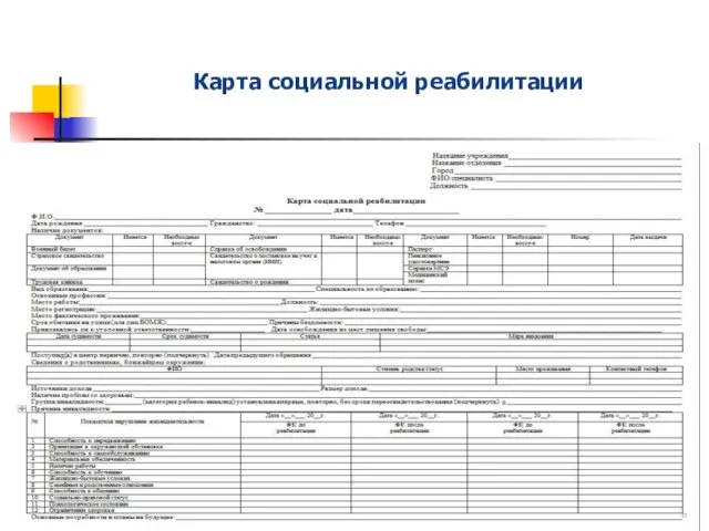 Карта социальной реабилитации