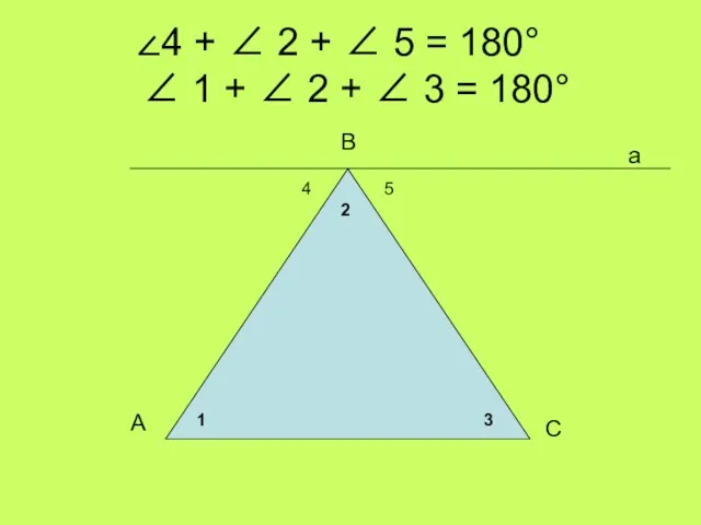 4 + ∠ 2 + ∠ 5 = 180° ∠ 1 +