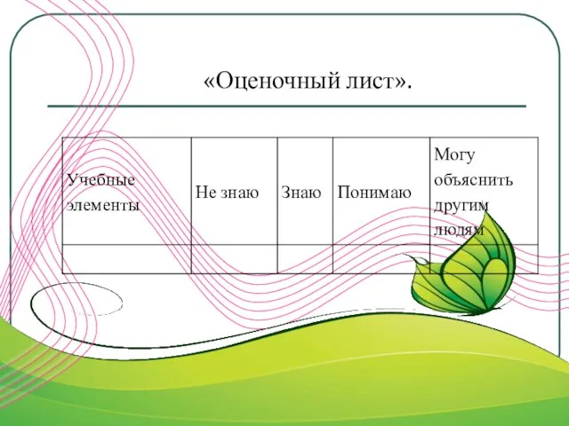 «Оценочный лист».