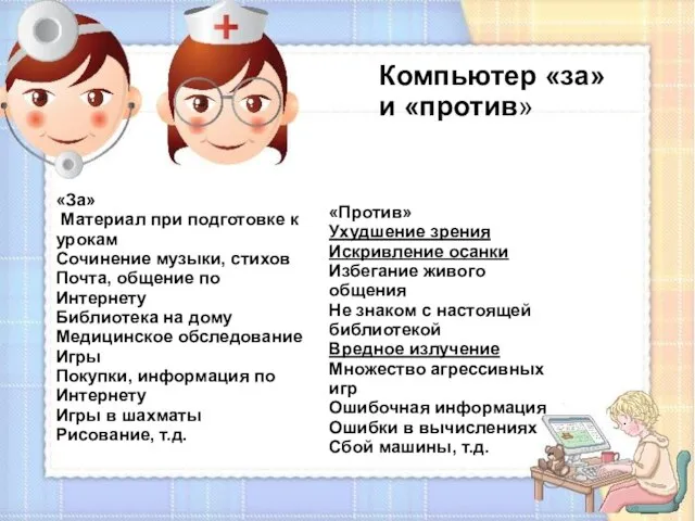 «За» Материал при подготовке к урокам Сочинение музыки, стихов Почта, общение по