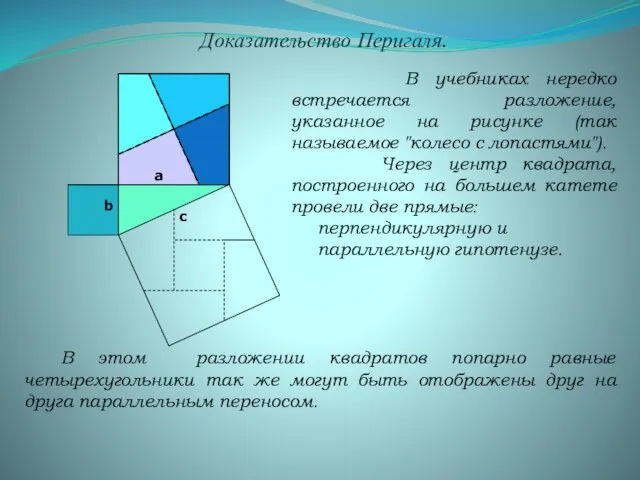 Доказательство Перигаля. В учебниках нередко встречается разложение, указанное на рисунке (так называемое