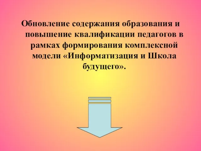 Обновление содержания образования и повышение квалификации педагогов в рамках формирования комплексной модели «Информатизация и Школа будущего».