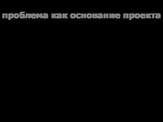 проблема как основание проекта проект необходим лишь в том случае, когда реализуемая