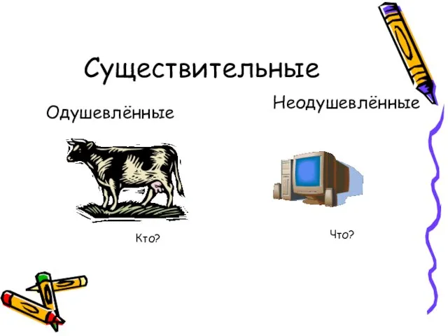 Существительные Одушевлённые Неодушевлённые Кто? Что?