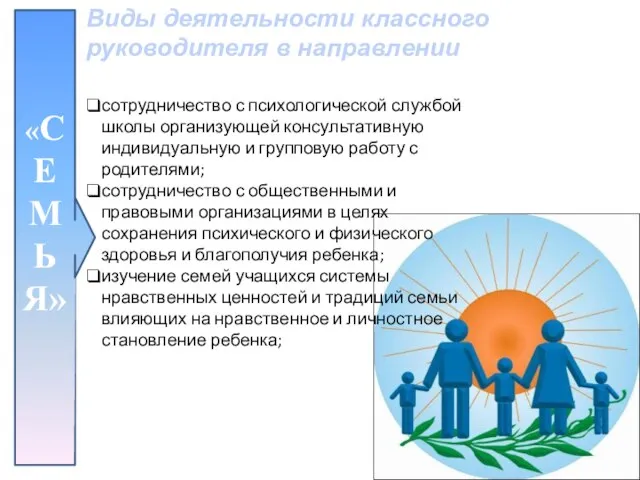 сотрудничество с психологической службой школы организующей консультативную индивидуальную и групповую работу с