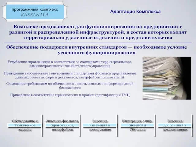 Адаптация Комплекса Обеспечение поддержки внутренних стандартов — необходимое условие успешного функционирования Комплекс