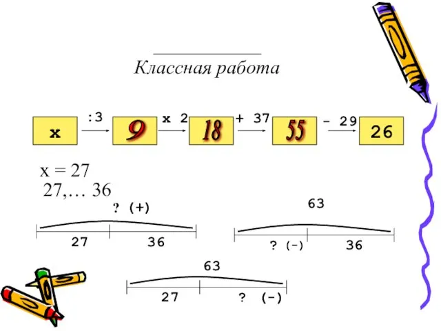 ___________ Классная работа х 26 :3 х 2 + 37 - 29