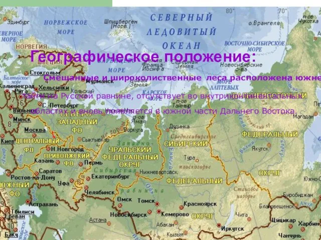 Географическое положение: областях и вновь появляется в южной части Дальнего Востока. тайги