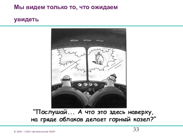 Мы видем только то, что ожидаем увидеть © 2005 – LEAD International and UNDP