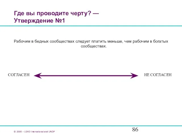 Где вы проводите черту? — Утверждение №1 © 2005 – LEAD International