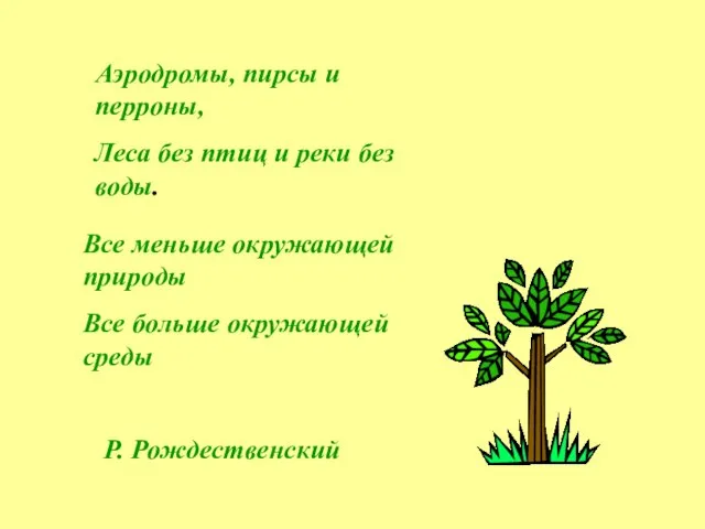 Все меньше окружающей природы Все больше окружающей среды Р. Рождественский Аэродромы, пирсы