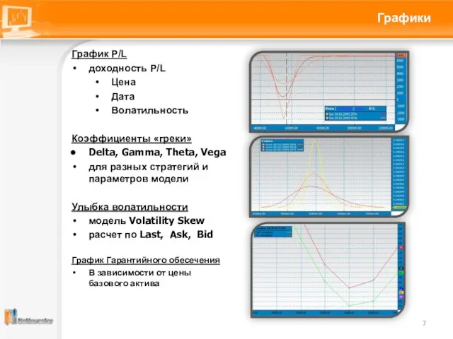 Графики График P/L доходность P/L Цена Дата Волатильность Коэффициенты «греки» Delta, Gamma,